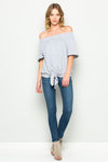 mode, off shoulder tie front sweatshirt