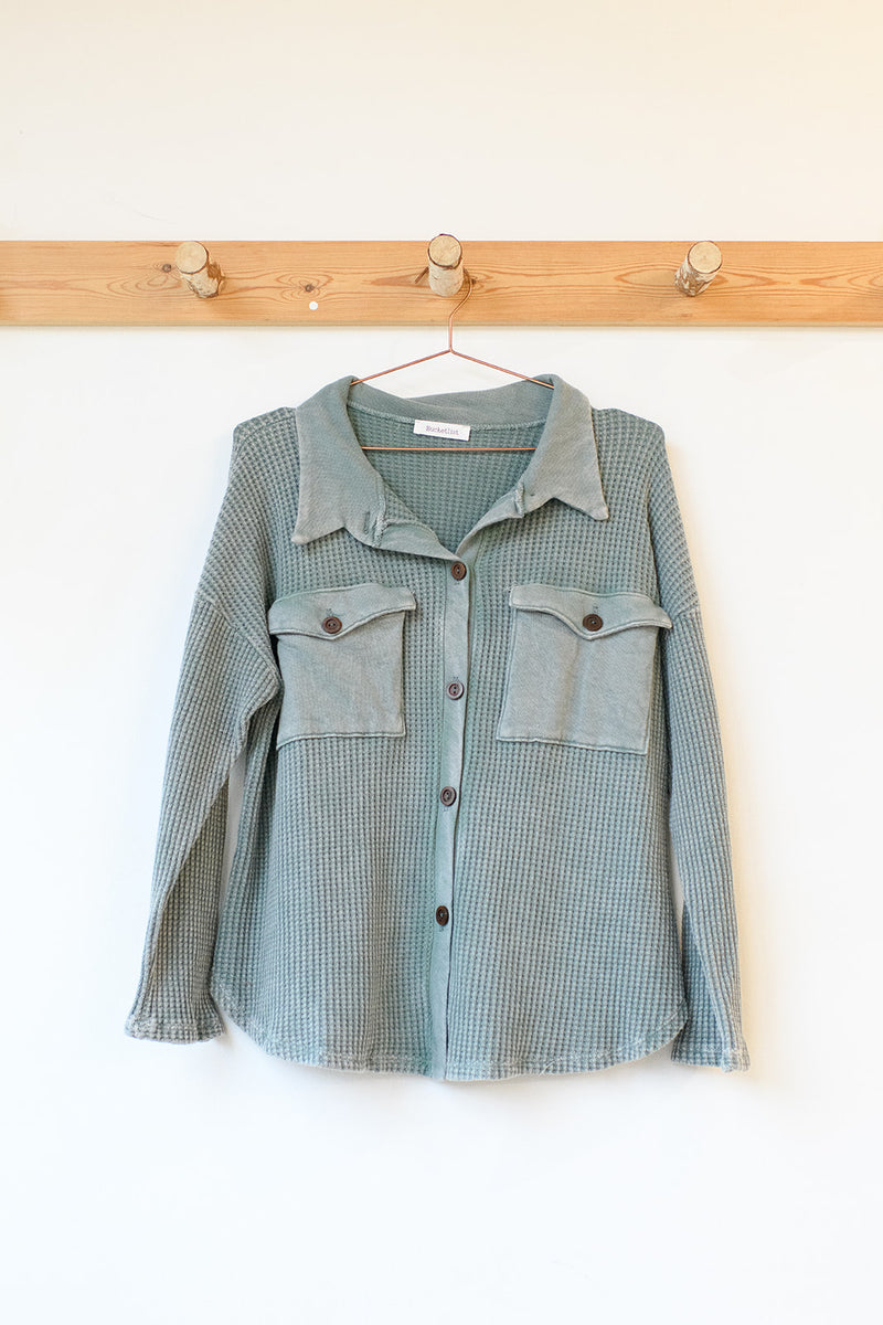 vintage wash waffle knit top