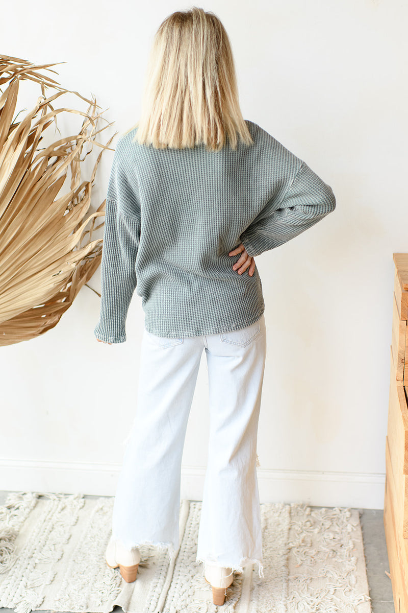 vintage wash waffle knit top