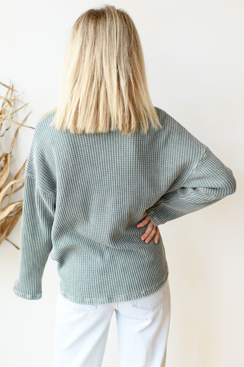 vintage wash waffle knit top