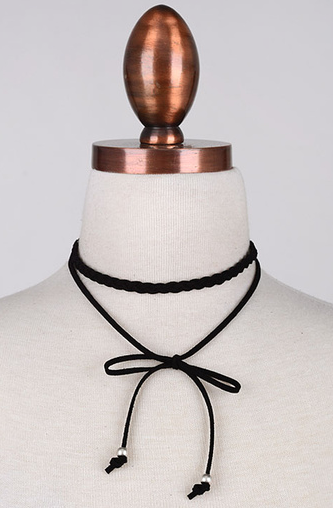 mode, suede braid layered choker