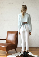 mode, Stacey denim tie back top