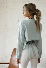 mode, Stacey denim tie back top