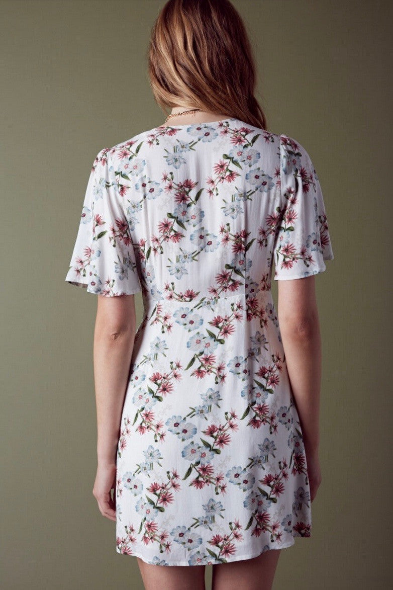 mode, tie front floral dress