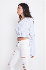 mode, shoulder show crop top