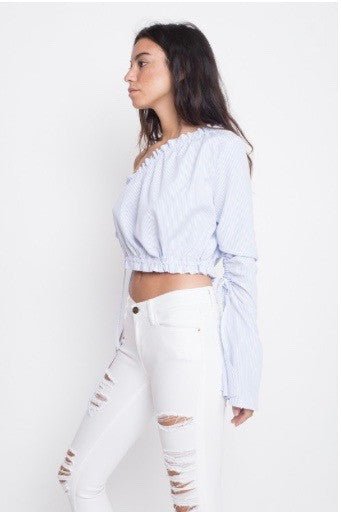mode, shoulder show crop top