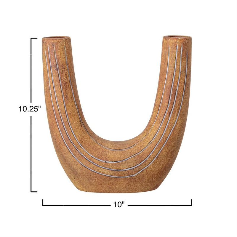 mode, terracotta U shaped vase