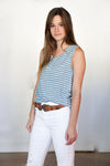 mode, Sali button and pocket sleeveless top
