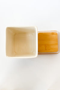 mode, hand stamped canister with lid