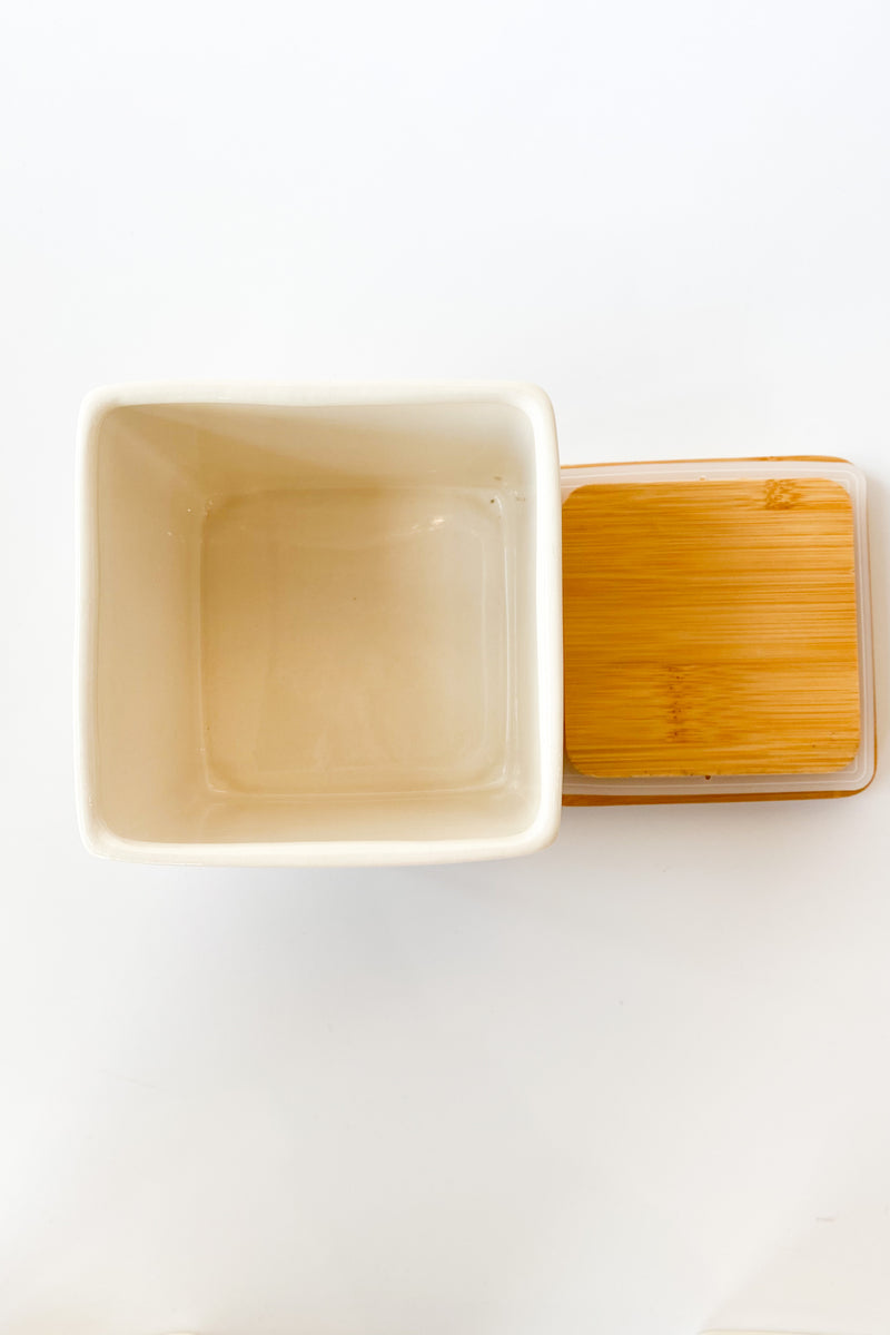 mode, hand stamped canister with lid