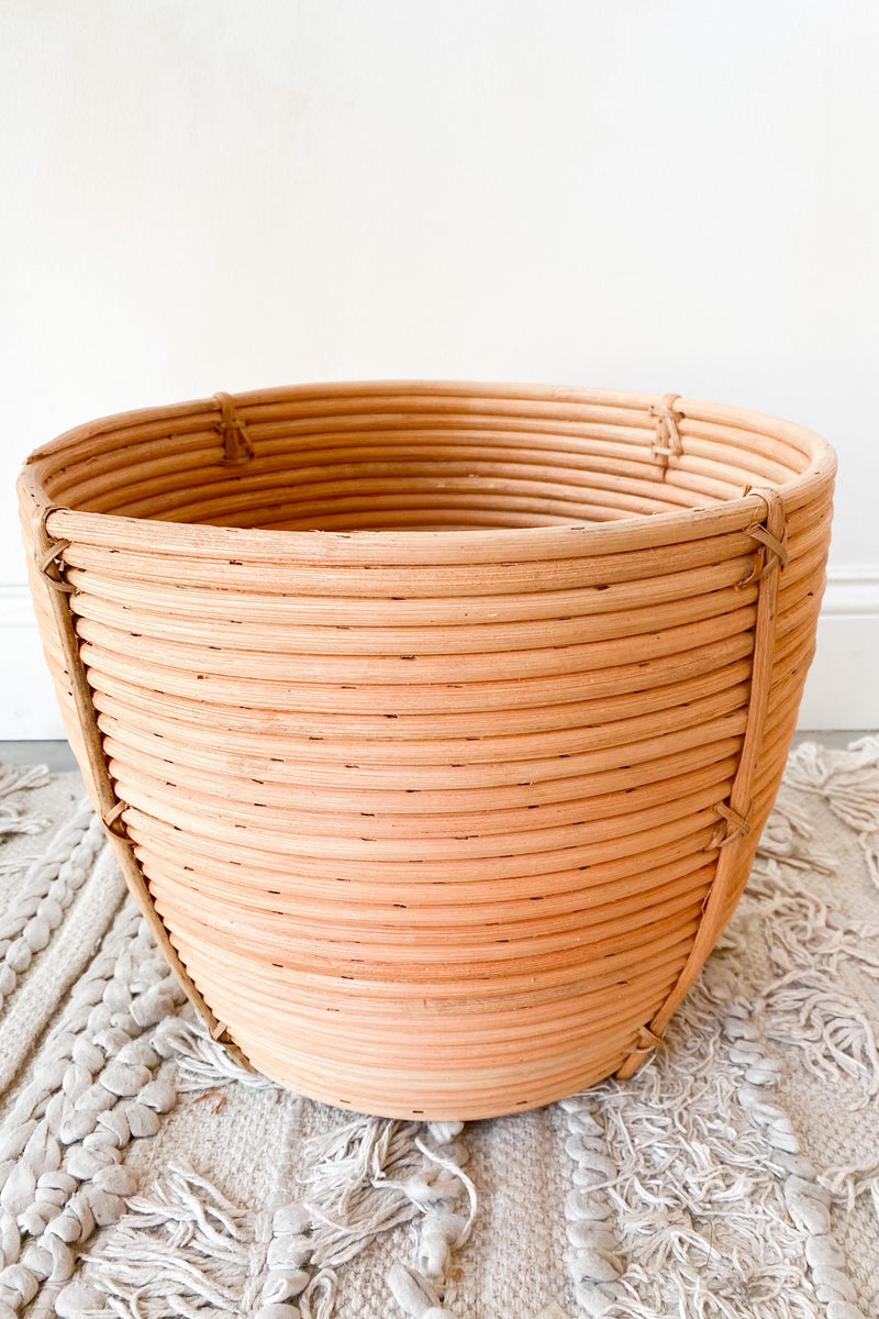 mode, hand woven rattan basket large