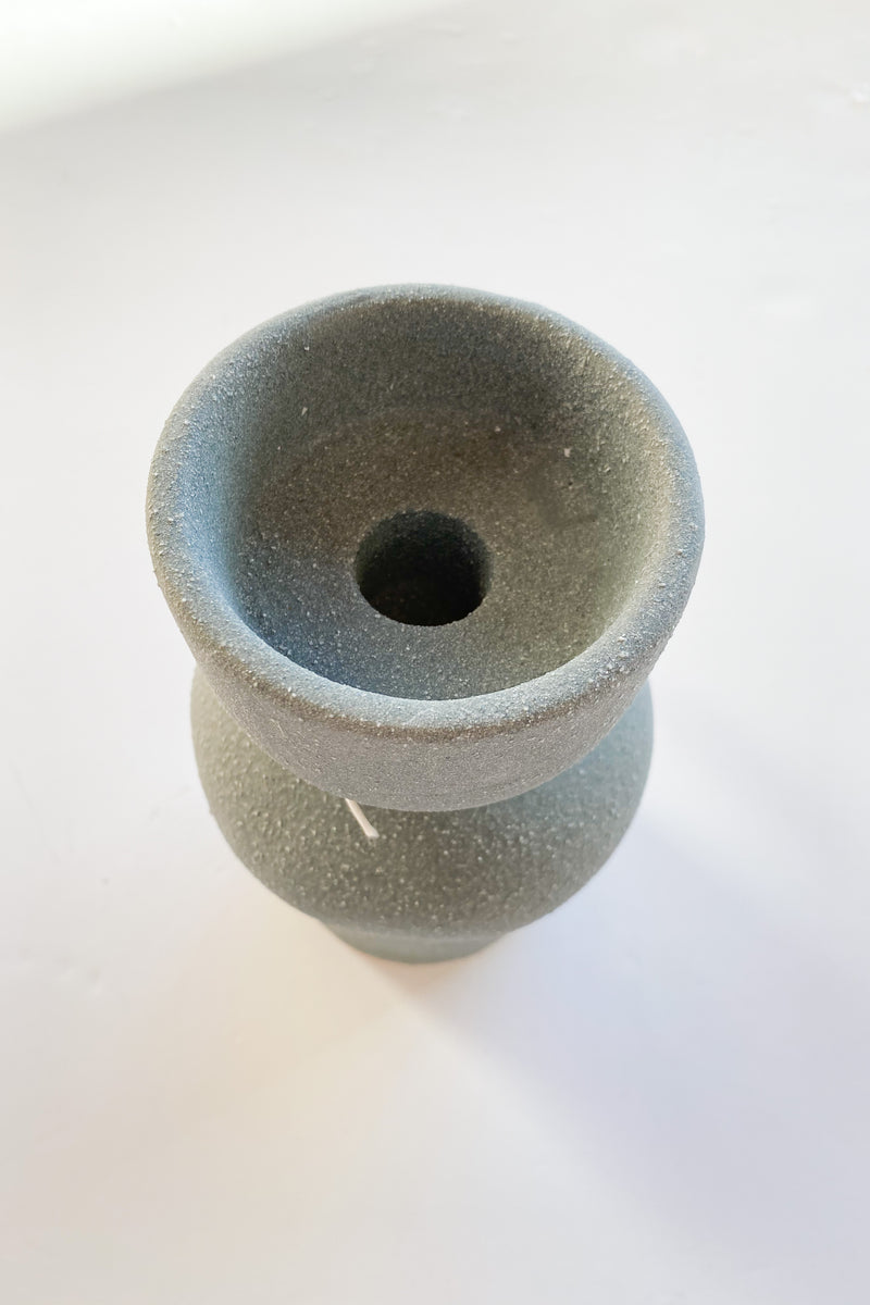 mode, stoneware tealight/taper holder, matte grey