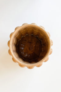 mode, embossed stoneware planter brown