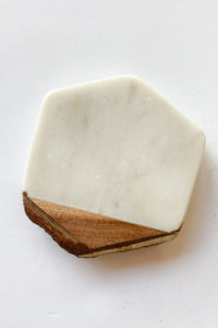 mode, marble + wood coaster set