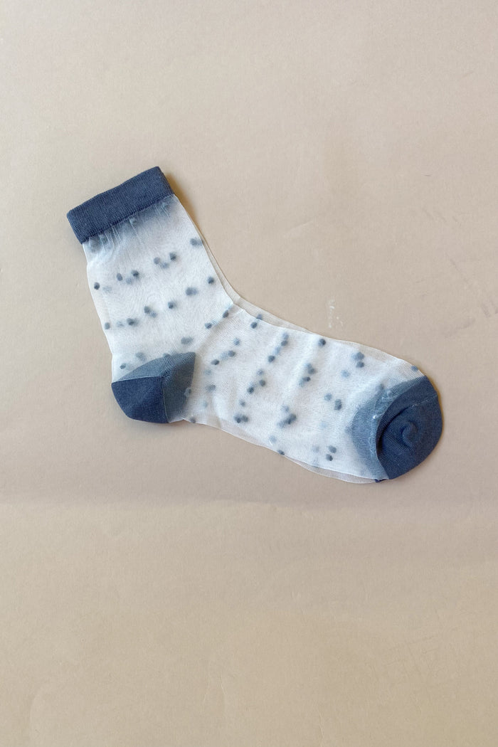 mode, sheer dots ankle socks pewter