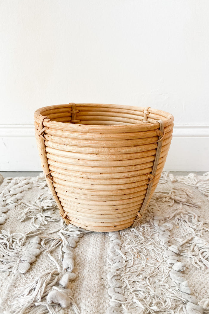 mode, hand woven rattan basket small