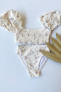 mode, charlie floral smocked bikini