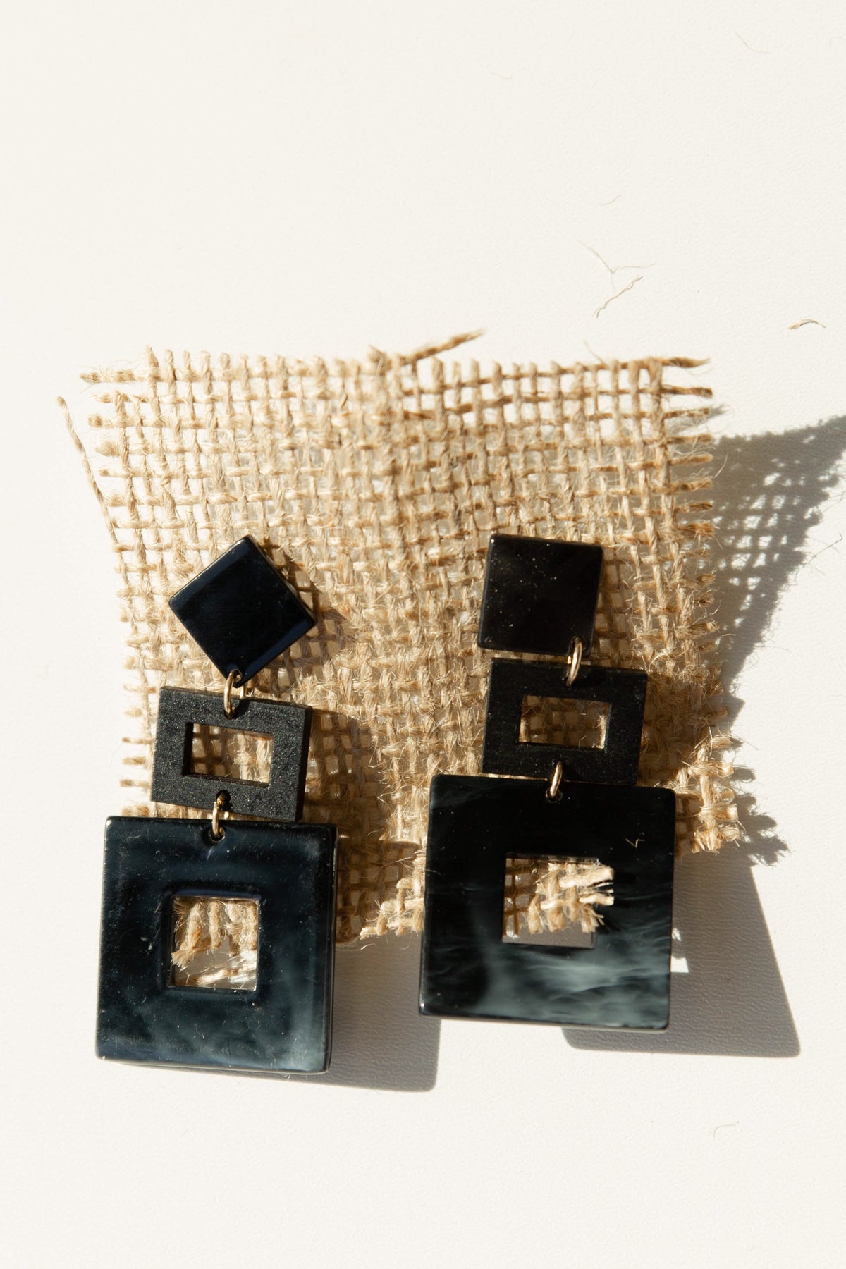 mode, wood + acetate square earrings