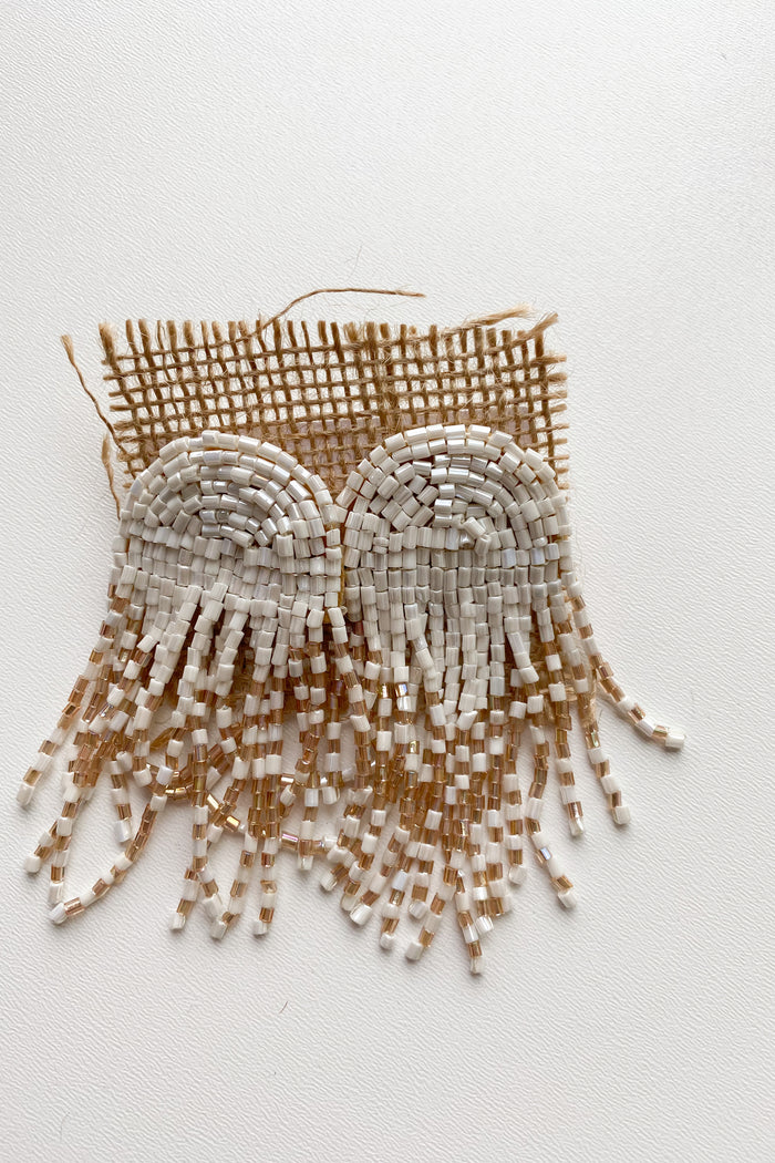 mode, white rain earrings