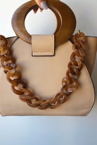 mode, oval wooden handle bag