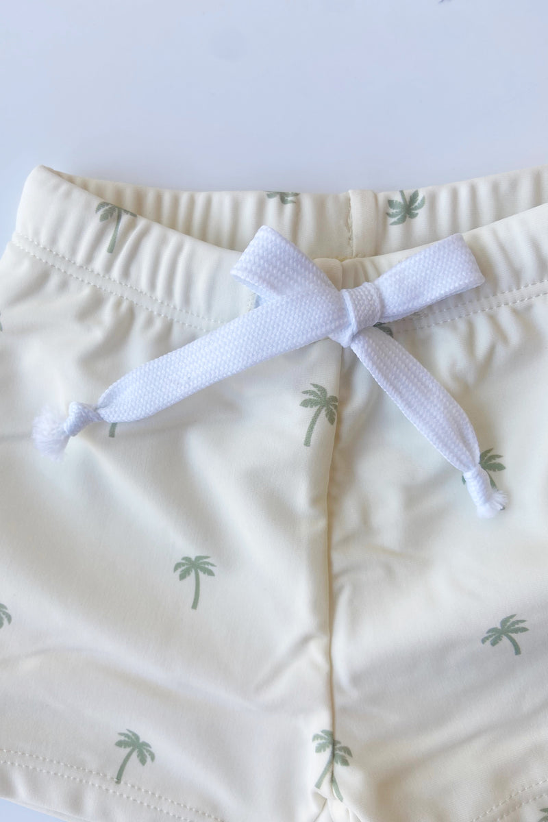 mode, palm tree swim shorts
