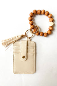 mode, key ring bracelet wallet ivory