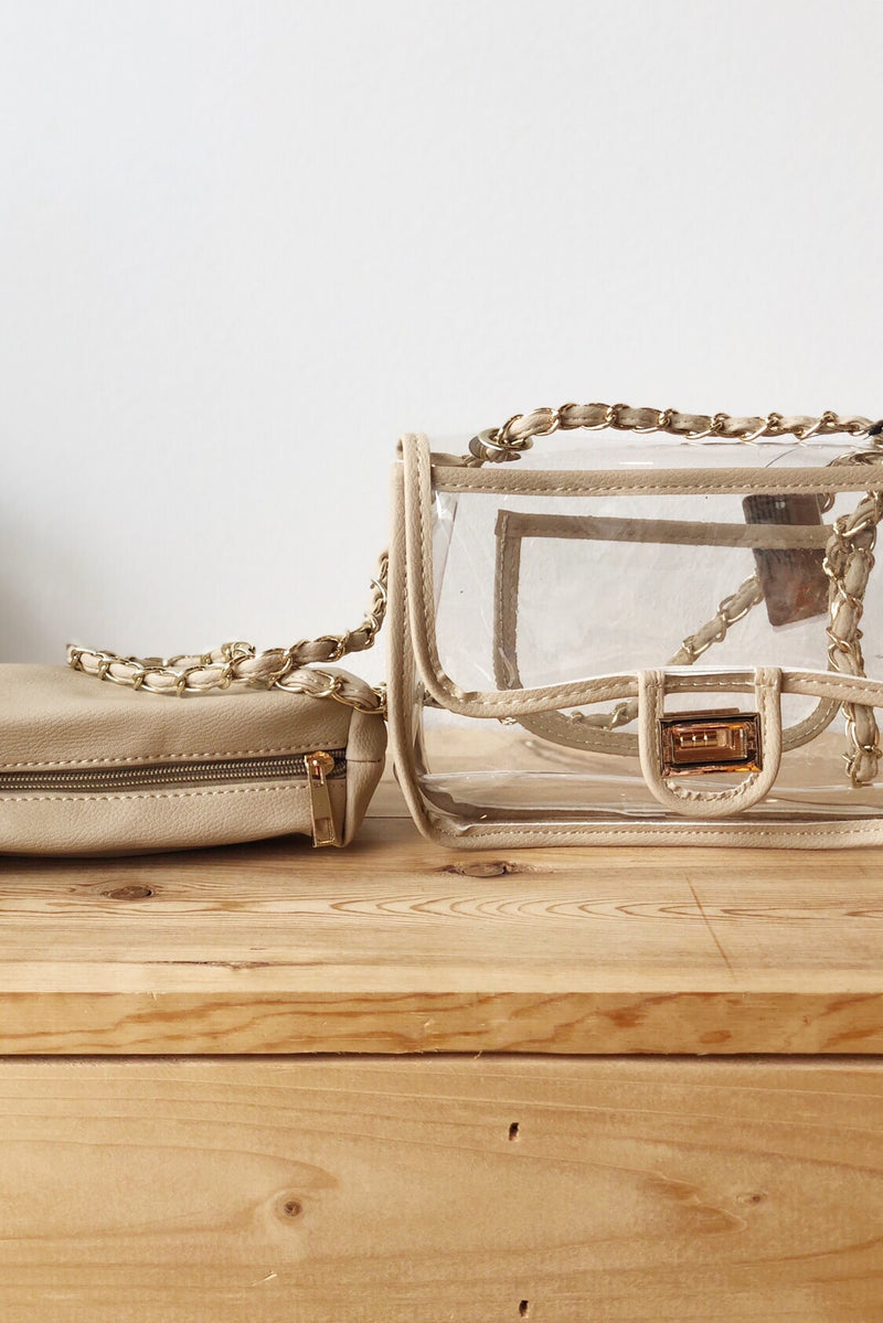 mode, clear bag w/ chain