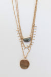 mode, sun stone layers necklace
