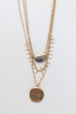 mode, sun stone layers necklace