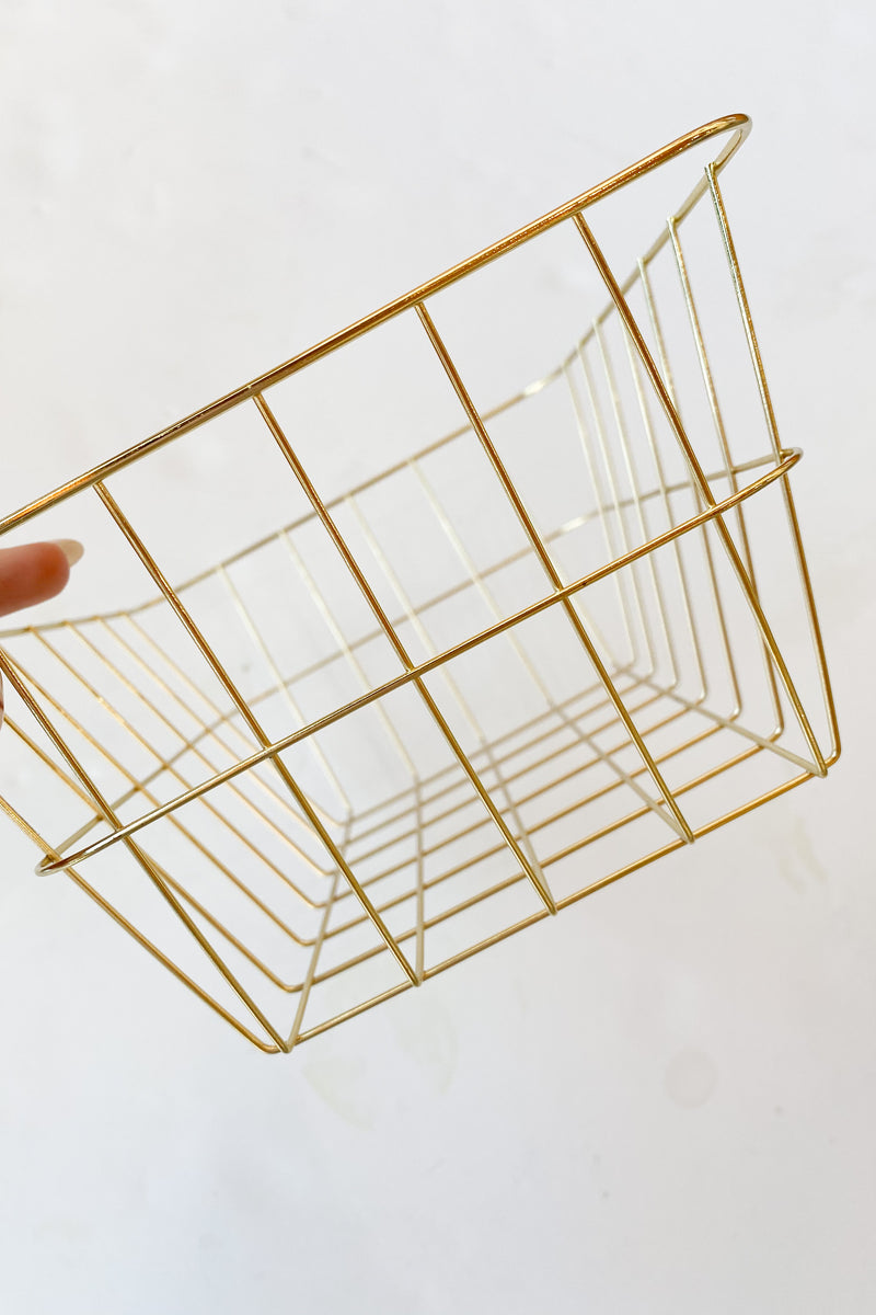 mode, rectangle gold wire basket