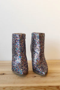 mode, shine bright glitter bootie