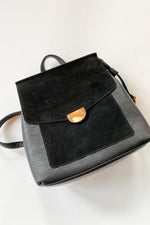 mode, convertible suede + leather backpack