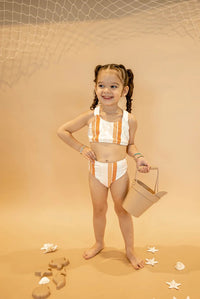 mode, retro stripe cross-back bikini
