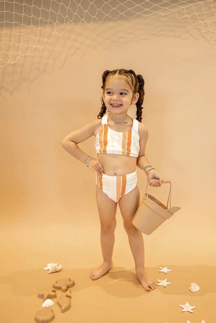 mode, retro stripe cross-back bikini
