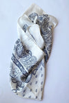 mode, ivory + navy paisley scarf