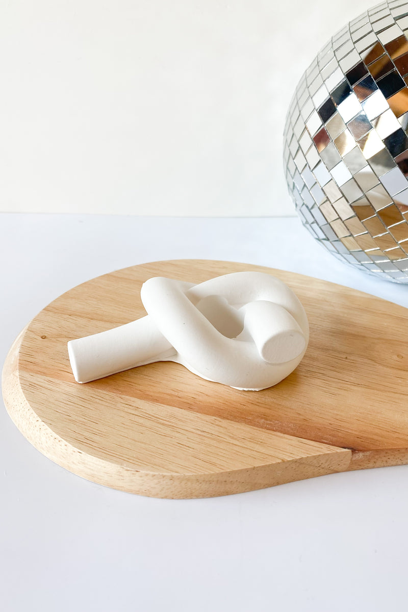 knot candle holder white