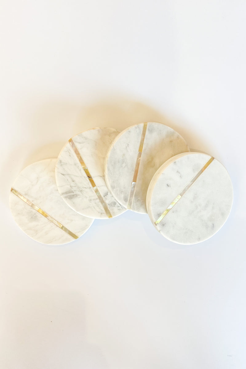 marble coasters with metal inlay, set of 4