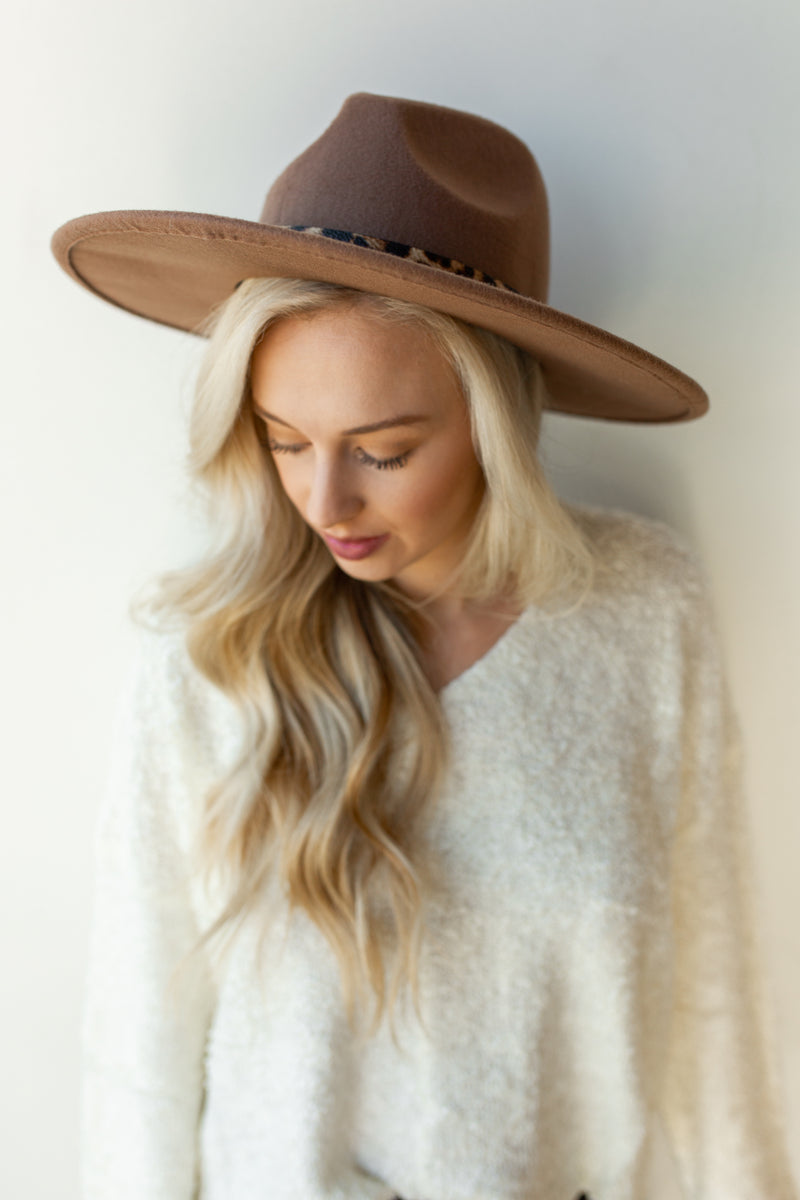 mode, wild feeling trim hat leopard khaki