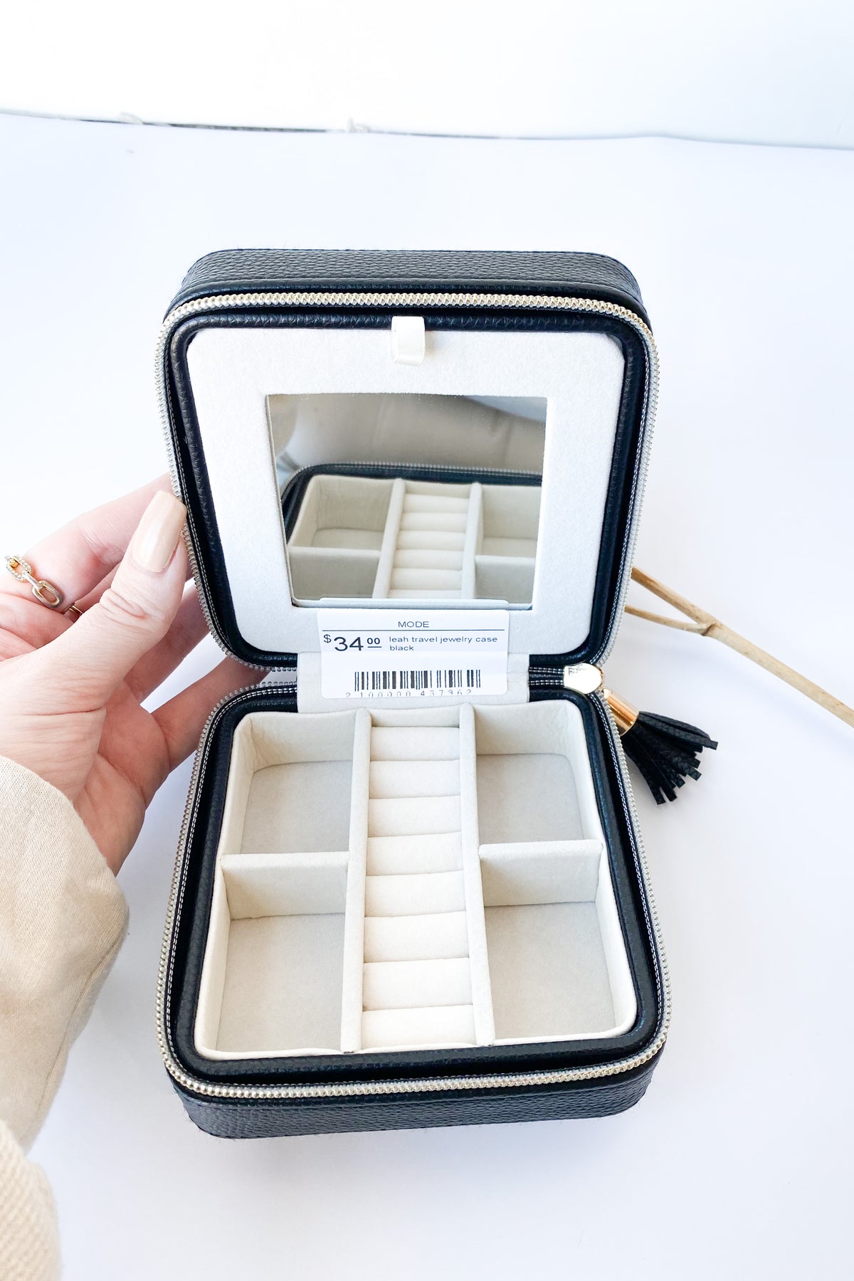 mode, leah travel jewelry case black