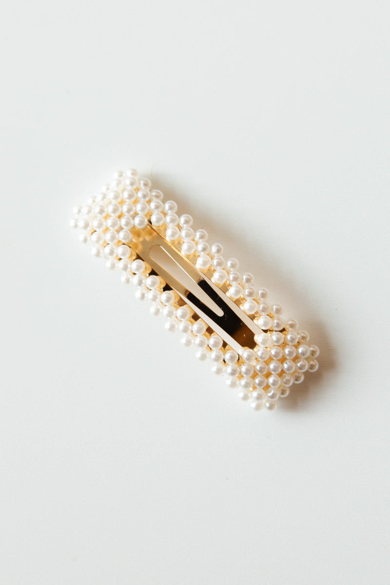 mode, pearl rectangle hair clip