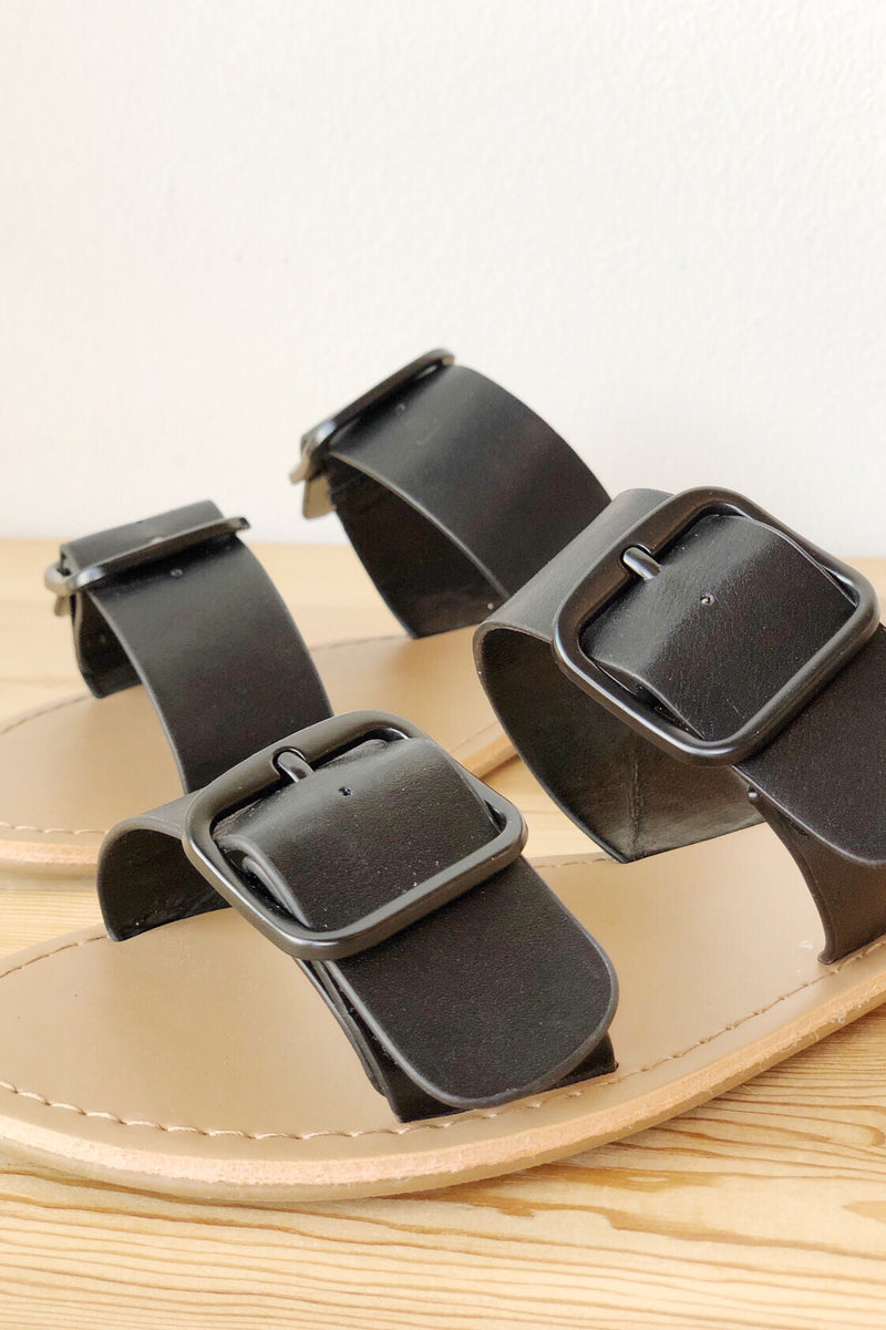 mode, compromise double buckle sandal