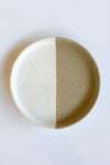 round two-toned stoneware tray cream