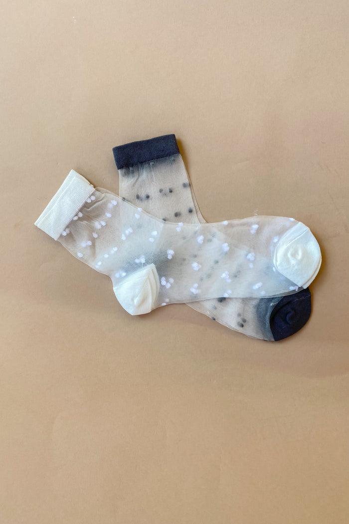 mode, sheer dots ankle socks white