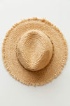mode, raw edge raffia hat