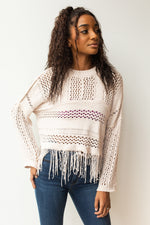 mode, hazy fringe hem sweater