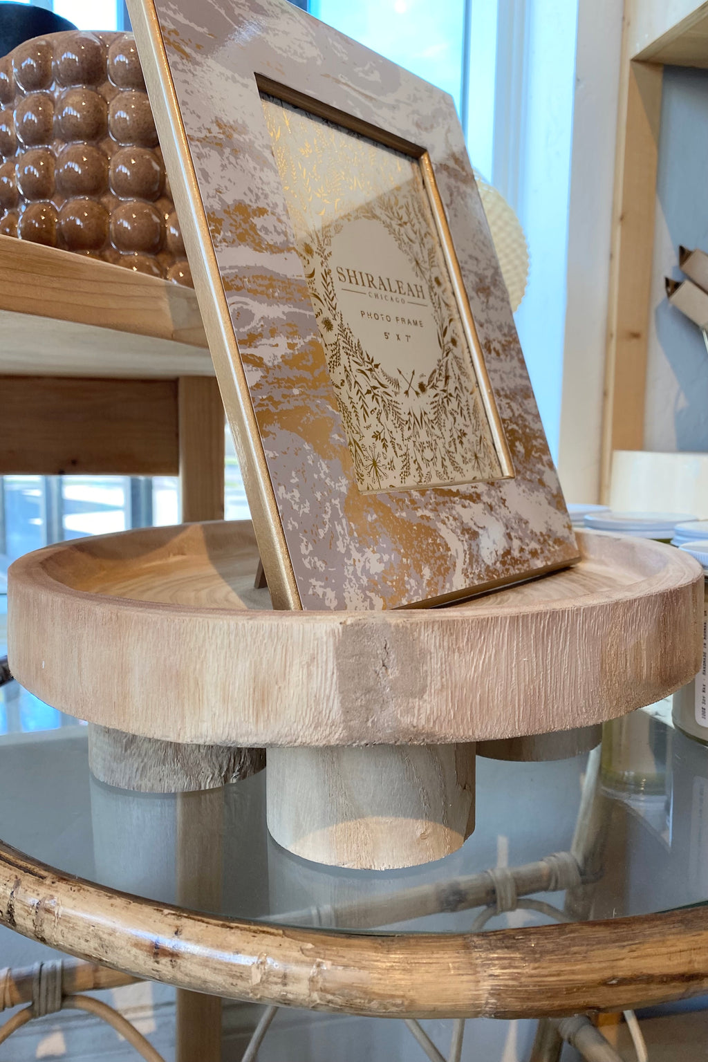 mode, paulownia wood footed tray