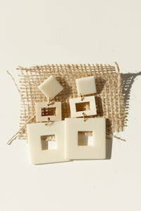 mode, wood + acetate square earrings