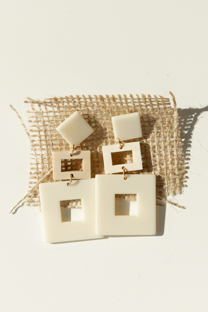 mode, wood + acetate square earrings