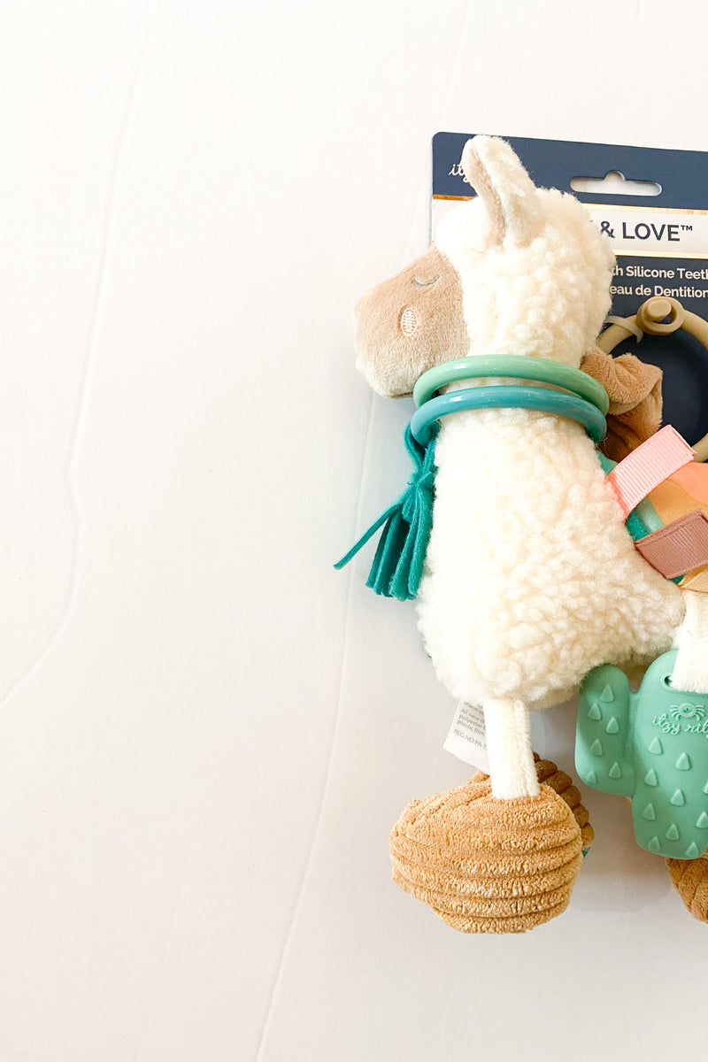 llama activity plush teether