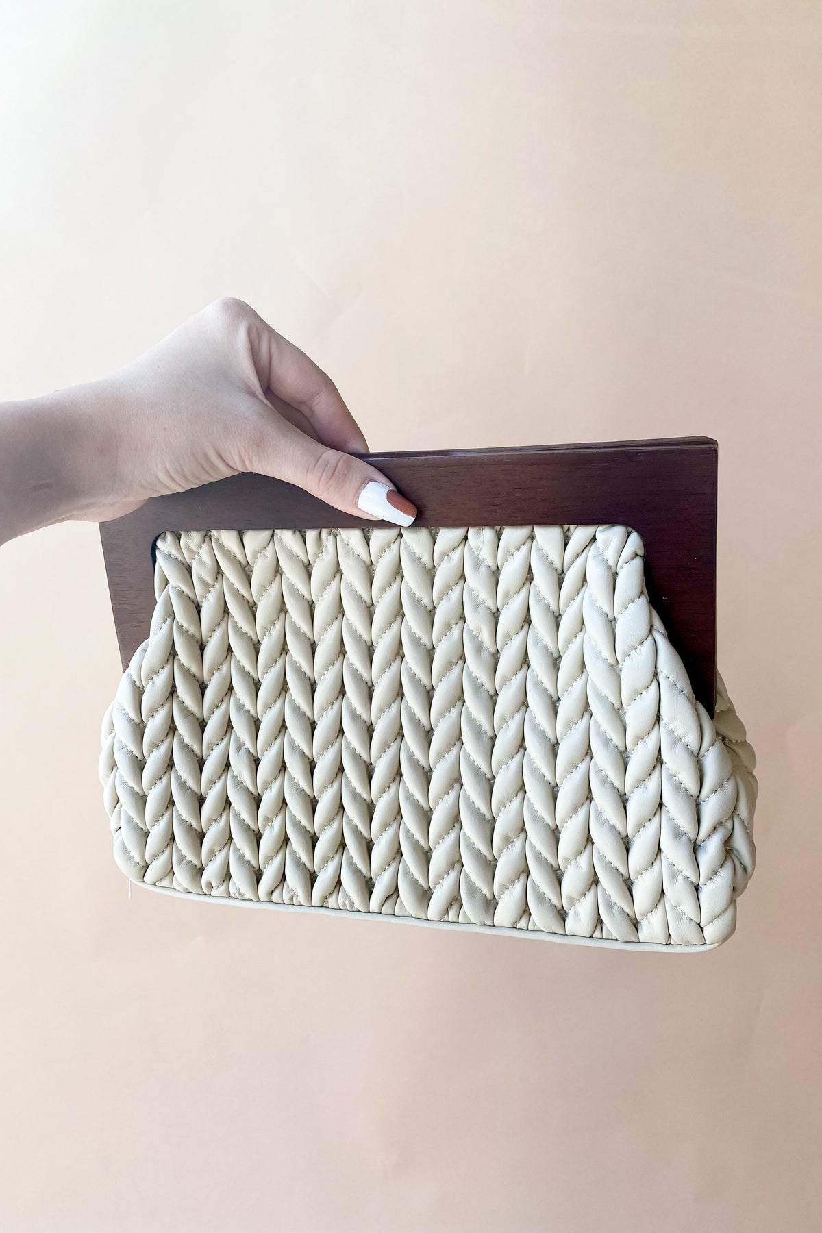 mode, aster clutch, ivory